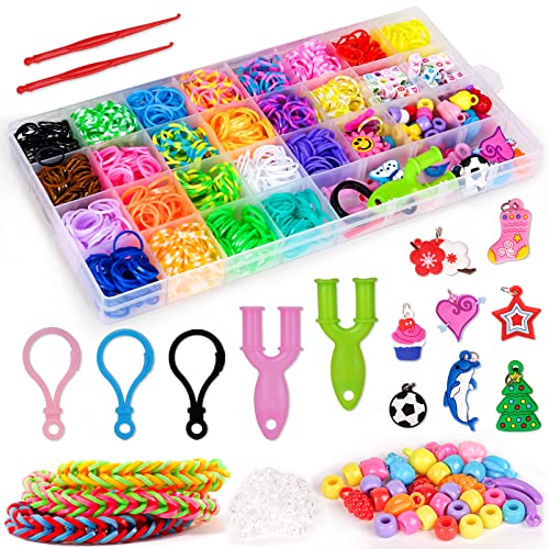 Loom Bänder Set 6 7 8 9 Jahr Mädchen Kinder Geschenk, Loops Gummis DIY Armbander Basteln Mädchen 8 9 10 11 12 Jahre Selber Machen Spielzeug Loombänder Kasten Set 6-12 Jahr Kinder Geburtstag Geschenk von pearoft