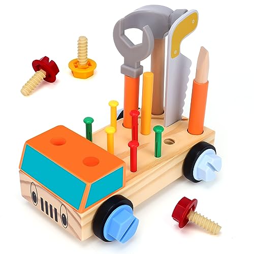 Spielzeug ab 3 4 5 Jahre Kinder Jungen, Montessori Geschenke Motorikspielzeug Spiel ab 3-6 Jahren Kinder Holzpuzzle Lernspielzeug für 4 5 6 Junge Holzspielzeug Spielwerkzeug Geburtstagsgeschenk von pearoft