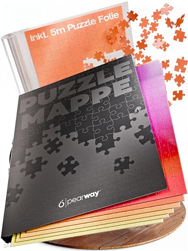pearway - Stabile Puzzle Mappe [INKL. 5m Puzzlefolie] für Puzzles bis 1000 Teile - das perfekte Zubehör zur Puzzle Aufbewahrung - Organizer für bis zu 40 Werke - Puzzlemappe 1000 Teile von pearway