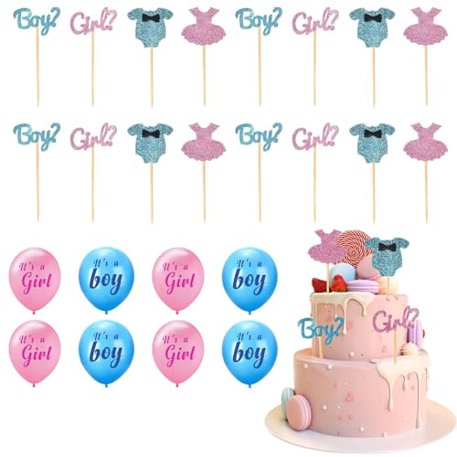 24 Stück Deko-Set für Jungen oder Mädchen, Baby Party Dekoration Kuchen, Junge Cupcake Topper, Tortendeko Baby für Babyparty Gender Reveal Party Baby Shower Kindergeburtstag usw. 24 Stück Deko-Set für Jungen oder Mädchen, Baby Party Dekoration Kuchen, Junge Cupcake Topper, Tortendeko Baby für Babyparty Gender Reveal Party Baby Shower Kindergeburtstag usw. von peiyee