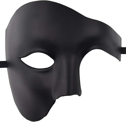 peiyee Phantom Der Oper Halbmaske, Maskerade Masken Venezianischen, Karneval Mottoparty KostüM Maske, Herrenmaske Maskerade Maske FüR Ball Party Oper Fasching KostüM Halloween Herren Und Damen-Schwarz von peiyee