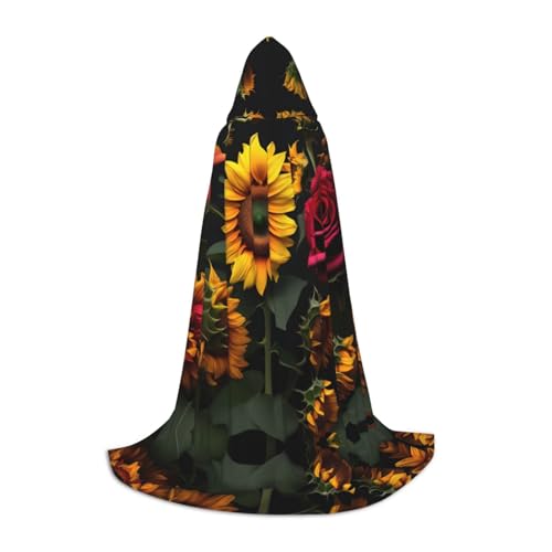 peiyeety Sunflower Roseprinting Kapuzenumhänge für Teenager Kapuzenumhang Halloween Weihnachtsumhang von peiyeety