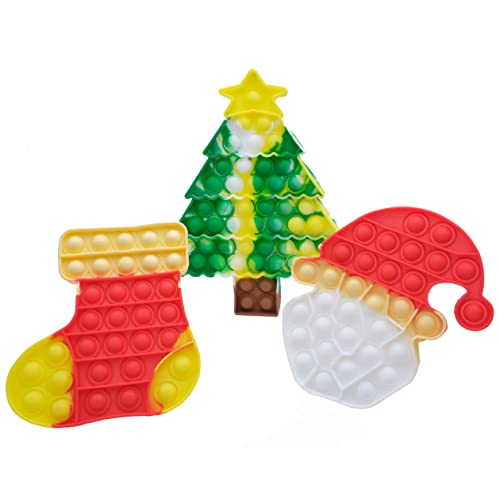 pelzitoys Pop it Push Bubble Fitget Toy Fingerspielzeug Pad Tannenbaum Weihnachten Santa Bubble Sensory Fidget Christmas (3 Stück Weihnachts-Set) von pelzitoys