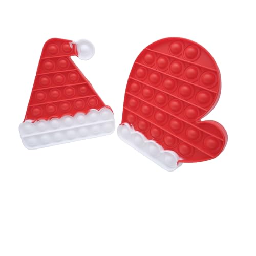 pelzitoys Fidget Toys Weihnachten Spar-Set Christmas Mütze, Handschuh Santa Claus Hat Push Pop It Geschenke Handspielzeug Beruhigung Stress Entspannung Motorik Spielzeug ab 3 Jahre (2 Stück Set) von pelzitoys