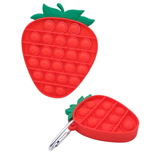 Pop it Erdbeere Set Schlüsselanhänger Fidget Toys Sparset Push Pop It Handspielzeug 2 Stück (Erdbeere 2-Set) von pelzitoys