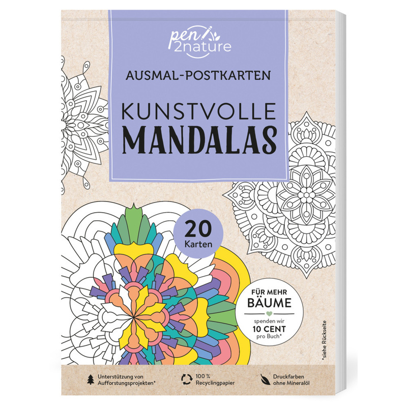 Ausmal-Postkarten Kunstvolle Mandalas | 20 Karten von pen2nature