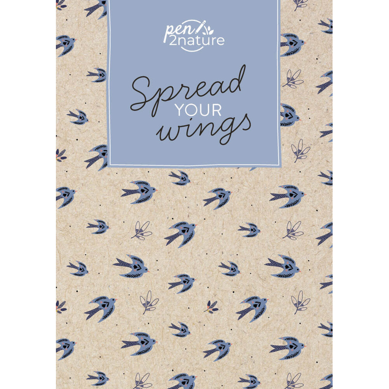 Spread Your Wings - Nachhaltiges Notizbuch in A5 mit Hardcover und Vogel-Motiv von pen2nature