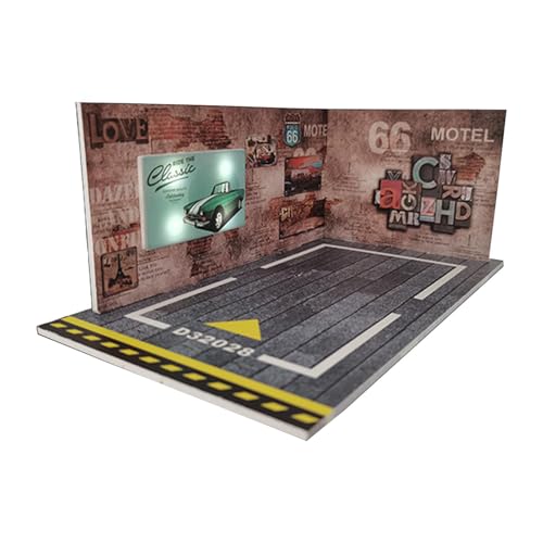 perfk 1/24 Garage Druckguss Auto Vitrine Auto Parkplatz Szene Parkplatz Vitrine, Parkhaus Modell, Braun von perfk