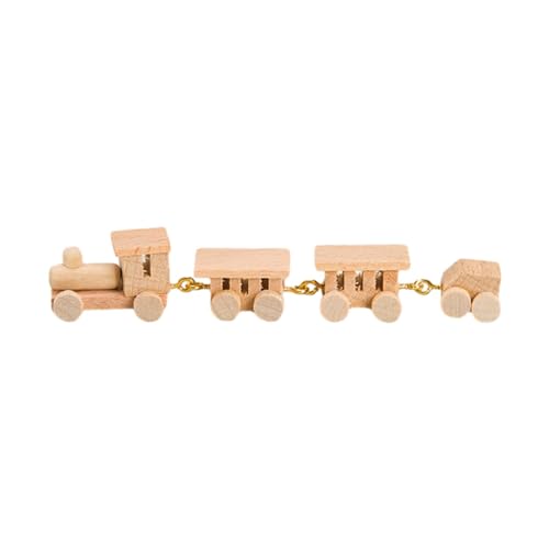 perfk 1:12 Puppenhaus-Simulationsdampfzug, realistisches Miniatur-Holzzugmodell, Mini-Holzzugspielzeug für Mikrolandschaftsmodellzug, Hellbraun von perfk