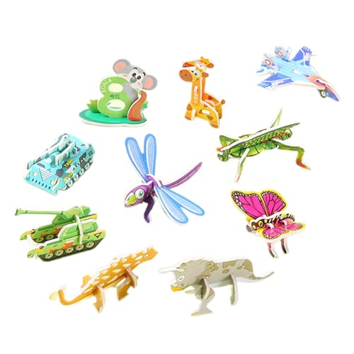 perfk 10-teiliges buntes Puzzle für Feinmotorik, Montessori-Spielzeug, passende Form, als Geburtstagsgeschenk für Kinder im Alter von 3 bis 5 Jahren, Mischen von perfk