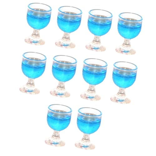 perfk 10x Puppenhaus-Wasserbecher, 1/12 Miniatur-Weinglas, Puppenhaus-Esszimmer-Landschaftszubehör, Blau von perfk