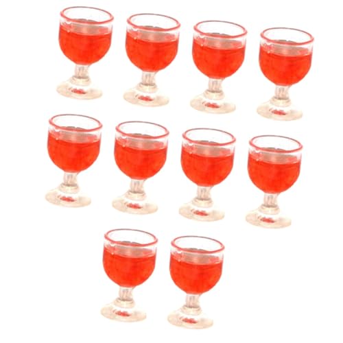 perfk 10x Puppenhaus-Wasserbecher, 1/12 Miniatur-Weinglas, Puppenhaus-Esszimmer-Landschaftszubehör, Rot von perfk