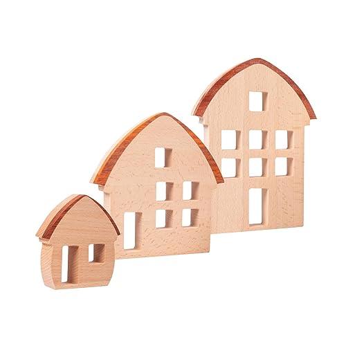 perfk 3-teiliges Holzhaus-Holzschild-Block, kreatives Geschenk, dekorative Bausteine-Set, Herzstück, Ornament für Jungen und Mädchen im Alter von 4 bis 8 perfk 3-teiliges Holzhaus-Holzschild-Block, kreatives Geschenk, dekorative Bausteine-Set, Herzstück, Ornament für Jungen und Mädchen im Alter von 4 bis 8 von perfk