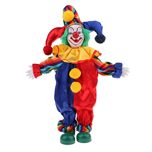perfk 35cm Clown Puppe mit Wunderschönem Outfit Und Keramik Gesicht, von perfk