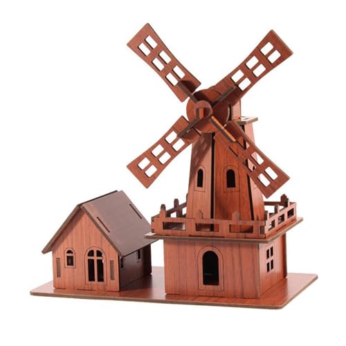 perfk 3D-Holzpuzzle-Haus für Kinder, Konstruktionsspielzeug, Hüttenbau, DIY-Kits, DIY-Handwerk, einzigartige Denkaufgabe, Dekoration, einzigartige Geschenke, Windmühle von perfk
