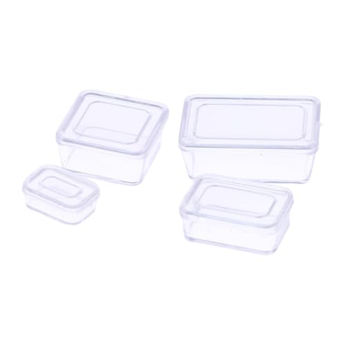 perfk 4 x Puppenhaus-Bento-Lunchbox, 1:12, Miniaturmodell, Bento-Box, Kühlschrank, Frischhaltebox, Zubehör, Lebensszene, Rollenspiel, Weiß von perfk