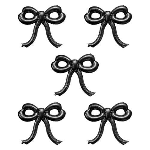 perfk 5 Stücke Bowballons Ornament Creative Aluminium Folienballons Geburtstagsfeierdekorationen für Hochzeitsabschlüsse, Schwarz von perfk