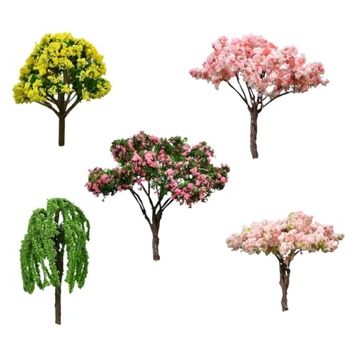 perfk 5X Miniatur Künstliche Bäume Gemischte Modell Bäume Statue Faux Baum für Tisch Mittelstück Sand Tisch Layout Landschaft Liefert von perfk