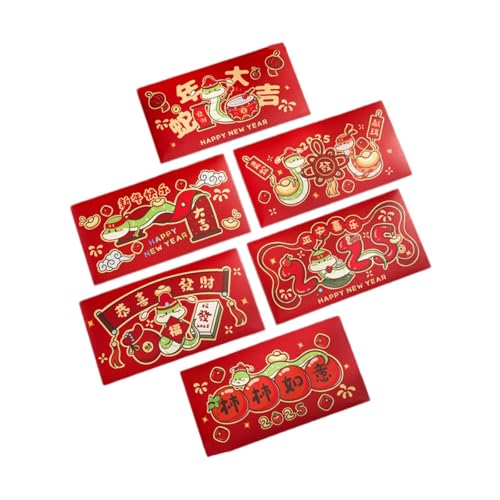 perfk 6 Stück rote Umschläge für das chinesische Neujahr, rote Pakete, traditionelles Frühlingsfestzubehör, Hong Bao für Laternenfeste, Familie von perfk