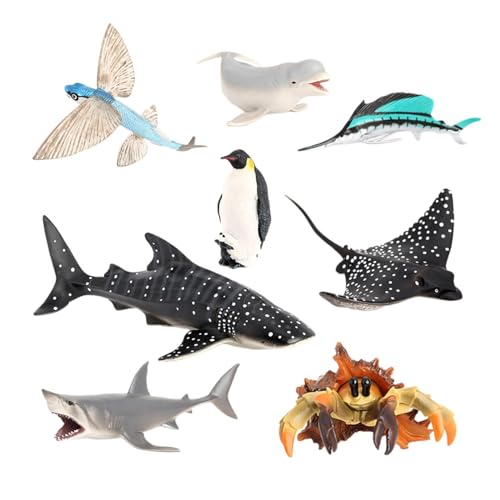 perfk 8X Marine Tier Modell Realistische Tiefe Meer Tier Figuren Simulation Kreaturen Spielzeug für Geschenk Kuchen Topper Desktop von perfk