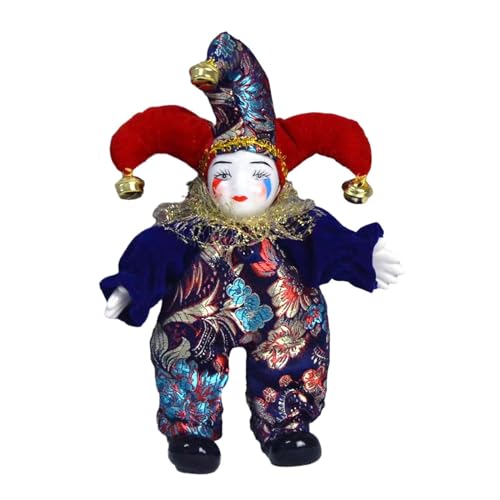 perfk Clown-Puppe, Porzellan-Triangel-Puppe, antike Puppe, 20,1 cm große Halloween-Ornament-Puppe für Geburtstags-Souvenirs von perfk