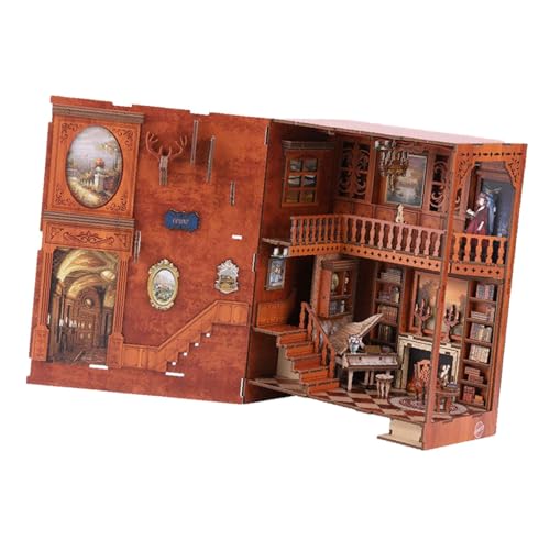 perfk DIY-Miniatur-Puppenhaus-Buchstützen-Kits, DIY-Buch-Kits, 3D-Holzpuzzle, Bücherregal-Einsatz, Bücherregal für Kindergeburtstagsgeschenke von perfk