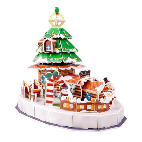 perfk DIY-Weihnachtshäuser für Kinder, 3D-Puzzle-Aktivitäten, kleine Häuser, unvollendete DIY-Bastelarbeiten, Dekoration für Erwachsene, Kinder, Geschenke, L Baumhaus von perfk