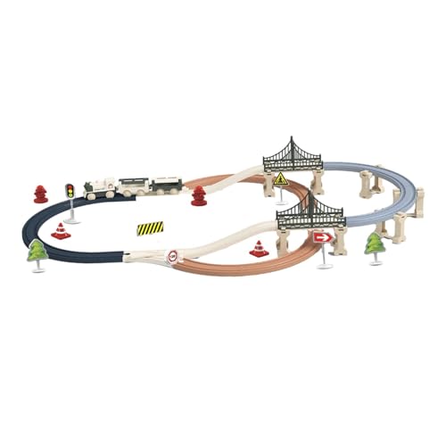 perfk Eisenbahngleis-Spielset, elektrische Züge, Spielzeug zum Bauen von Eisenbahnwaggons, Lernspielzeug für Vorschulkinder, für Familienspiele, 69 von perfk