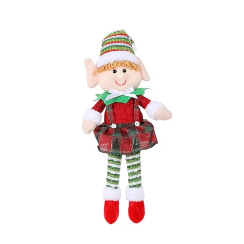 perfk Elfen-Plüschpuppen, Weihnachtselfenpuppen, Weihnachtsfigur mit Langen Beinen für Feiertagsparty, Neujahr, Tischkamin, Mädchen von perfk