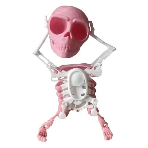perfk Frühlings-Aufzug, Tanzender Skelett-Mann, Kinderspielzeug, lustiges interaktives Spielzeug, einzigartiges drehendes Totenkopf-Spielzeug, Rosa Weiß von perfk
