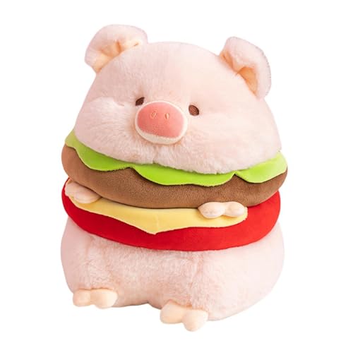 perfk Hamburger Plüschpuppe Tier Stofftier Sitzkissen Weiches Plüsch Schwein Puppe Dekor Ornament für Schlafenszeit Wohnzimmer Kinder Mädchen, 40CM von perfk