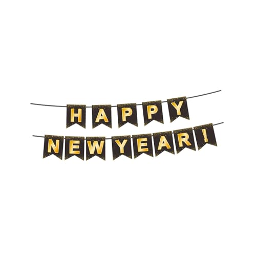 perfk Happy New Year Banner zum Aufhängen, Wimpelkette, Fotografie, Papierflagge, Schild, Banner, für Partywand im Freien und drinnen, Style A von perfk