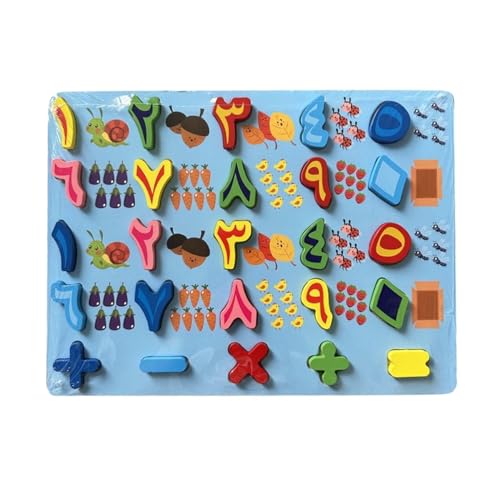 perfk Holz-Alphabet-Brett, Alphabet-Puzzlespiel, robuste Lehrmittel für Jungen, Mädchen, Kinder, Arabische Ziffern von perfk