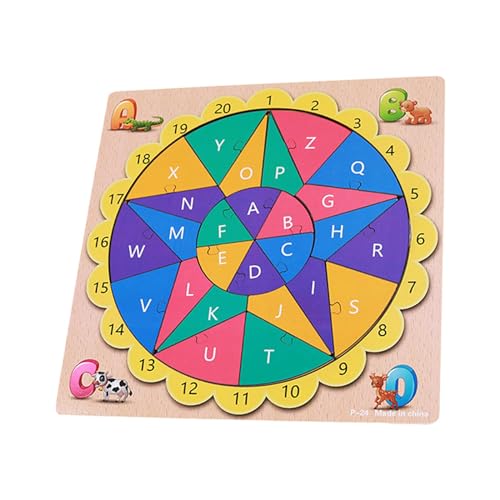 perfk Holz-Alphabet-Puzzles, Buchstaben-Puzzles, Zahlenlernen, Farberkennung, ABC-Lernen, Montessori-Spielzeug für 4-, 5-, 6-, 7- und 8-Jährige von perfk
