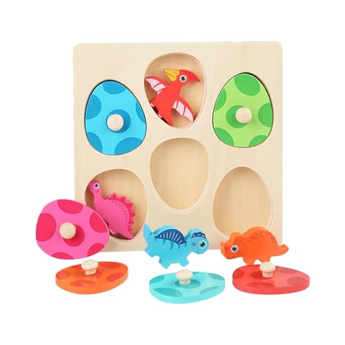 perfk Holz-Steckpuzzles, zweilagig, passendes Dinosaurier-Spielzeug, Feinmotorik, Steckpuzzle-Spielzeug, Puzzle für Jungen, Mädchen, Kinder, Geschenk von perfk