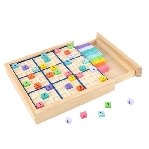 perfk Holz-Sudoku-Rätsel, Holz-Arithmetik-Sudoku für Kinder ab 3 Jahren, Mathe-Spielzeug, Montessori-Zahlenplatzspiele, Sudoku-Spielbrett von perfk