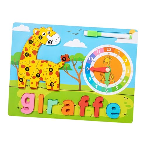 perfk Holzpuzzle, Tier-Holzpuzzle, Montessori-Spielzeug, Alphabet-Puzzle für Jungen und Mädchen, Giraffe von perfk