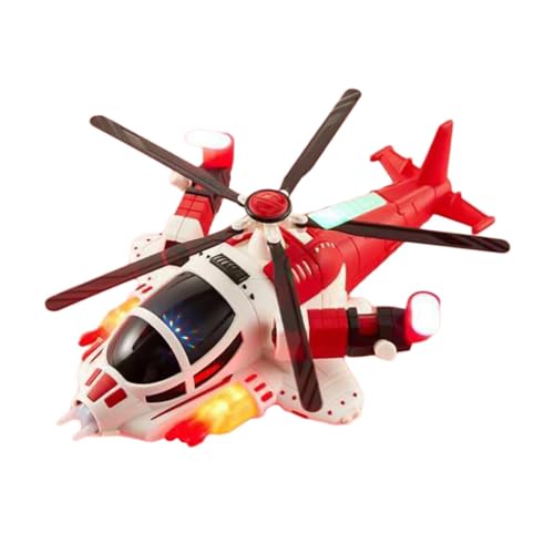 perfk Hubschrauberflugzeug mit Lichtern und Musik, Fahrzeuge, Simulationsflugzeug, Spielzeug, Flugzeugspielzeug für Kinder, Geburtstagsgeschenk, Rot von perfk