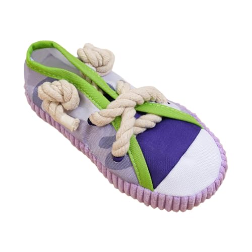 perfk Hundekauspielzeug Welpen Welpenreinigung Multifunktionale Übung Heimtierbedarf Unzerstörbar Lustiges Schuhgeräusch Spielzeug Schlepper, Purple von perfk
