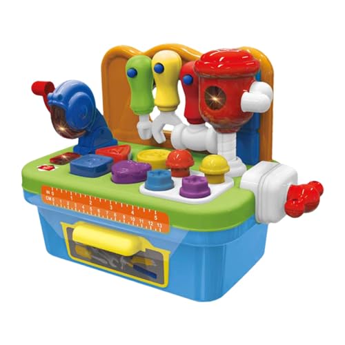 perfk Interaktives Werkzeugbankspielzeug, musikalisches Lernwerkbankspielzeug, lustiges Kinderwerkbankspielzeug für Jungen, Mädchengeschenk, Hellblau von perfk