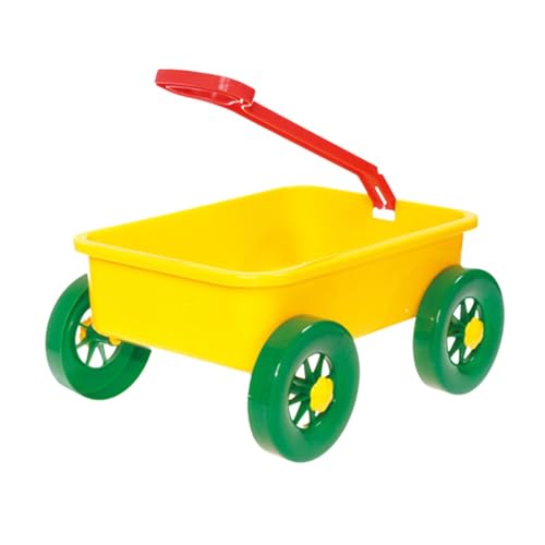 perfk Kinderwagen-Spielzeug, Ziehauto-Spielzeug, tragbares Strandspiel-Spielzeug, Kinderwagen, Sandspielzeug-Trolley für Gartenarbeit, Hof, Meer, Strand, Gelb von perfk