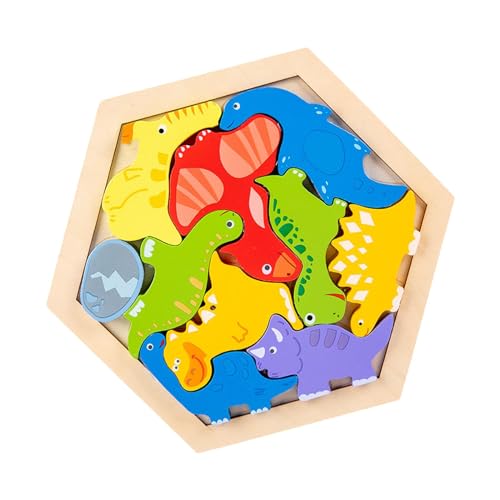 perfk Kleinkindpuzzles, Holzpuzzles, Kleinkinderspielzeug, Lernspielzeug, Cartoon-Holzpuzzles für Anfänger, Jungen und Kinder, Muster F von perfk