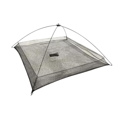 perfk Krabbennetz, Köderfischfänger, tragbar, zum Werfen im Freien, faltbar, Faltbare Angelfalle, Angelködernetz für Langusten, 130cmx130cmx50cm von perfk