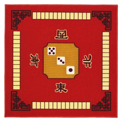 perfk Mahjongg-Matte, Mahjong-Spieltisch-Abdeckung, 78 x 78 cm, rutschfeste Brettspielmatte, Geräuschreduzierung, Tischabdeckung für Karten- und, Rot von perfk
