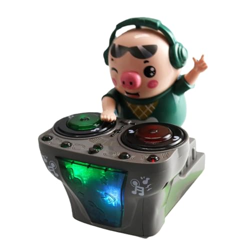 perfk Musik-Schwein-Spielzeug, DJ-Lichtmusik, tanzendes Schweinchen-Spielzeug, Soundeffekt, frühes Lernen, Rock'n'Roll-Tanz-Schweinchen-Spielzeug zum, 5 Lieder A von perfk