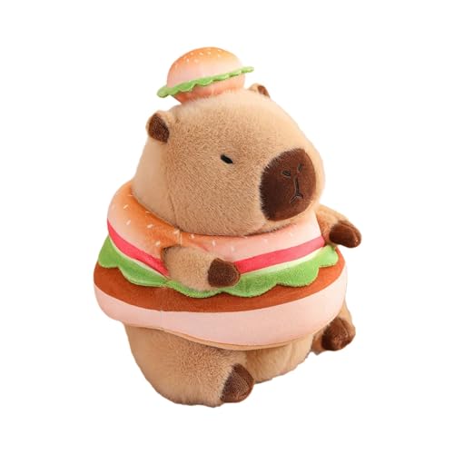 perfk Plüsch-Capybara-Capybara-Figur, 30 cm, Cartoon, Bequeme Capybara-Puppe, gefülltes Capybara-Spielzeug für Erwachsene, Kinder, Familie, Teenager, Hamburger von perfk
