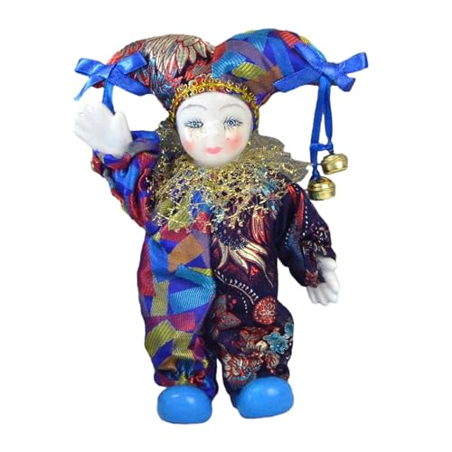 perfk Porzellan-Clown-Puppe, Jester-Puppe, Heimdekoration, lustige 20 cm große -Puppe, Halloween-Ornament für Partys, Festivals von perfk