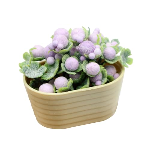 perfk Puppenhaus-Dekoration, Miniatur-Puppenhaus-Pflanze, Mikro-Landschaft, künstliches Grün, künstlicher Mini-Topf für 1:6 1:12 Küche, violett von perfk