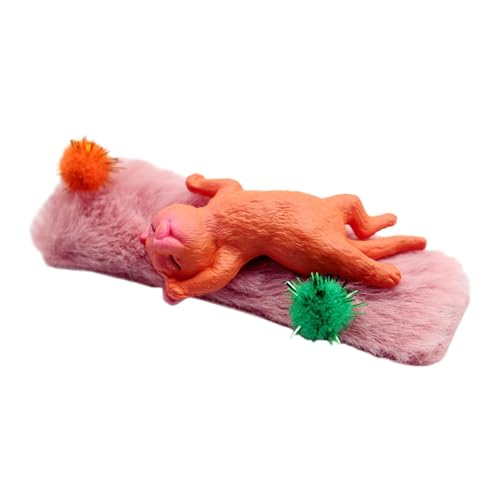 perfk Puppenhaus-Katzenfigur mit Plüschkissen, 1:12 1:6, realistische Kätzchenfigur für Wohnzimmer, Zuhause, Orange von perfk