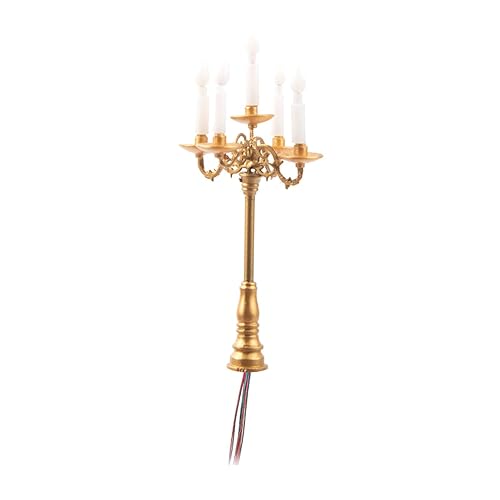 perfk Puppenhaus-Kerzenständer, Modell-Kerzenständer-Lampe, 1:87 Puppenhaus-LED-Kerzenlicht für Puppenhaus, DIY-Miniaturen, golden perfk Puppenhaus-Kerzenständer, Modell-Kerzenständer-Lampe, 1:87 Puppenhaus-LED-Kerzenlicht für Puppenhaus, DIY-Miniaturen, golden von perfk